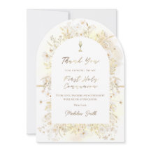 watercolor white yellow flowers thank you card
