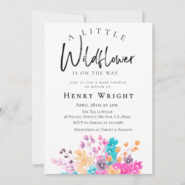 Convite Watercolor Wildflower (Frente)