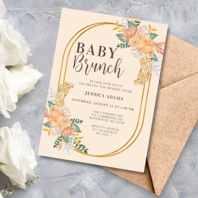 Convite Watercolor Wildflower Boho Baby Brunch (Criador carregado)