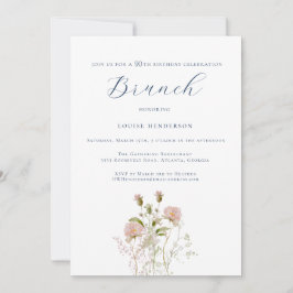 Convite Watercolor Wildflower Calliografia 90 Birthday