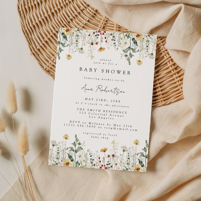 Convite Watercolor Wildflower Field Baby Shower (Criador carregado)