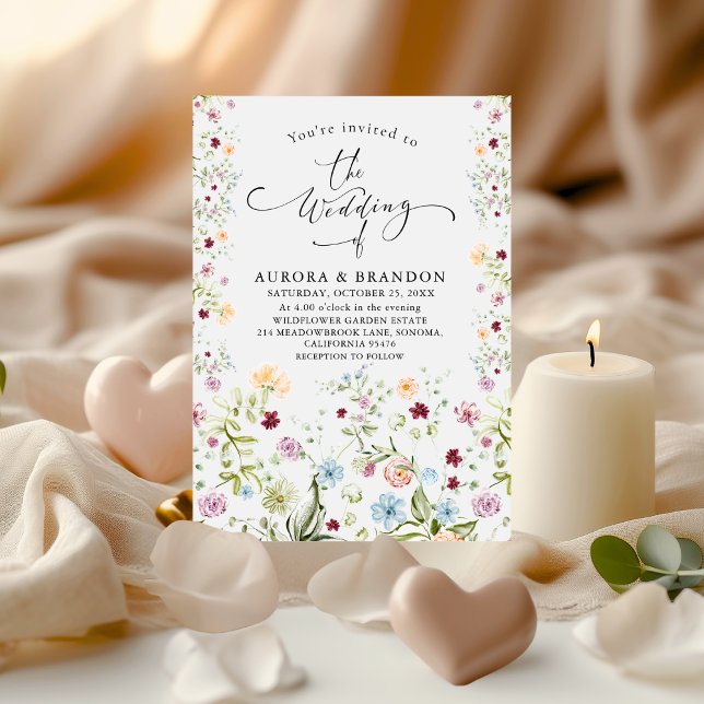 Convite Watercolor Wildflower Garden Floral Wedding  (Criador carregado)