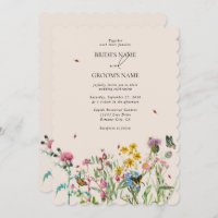 Watercolor Wildflower Garden & Insetos Casamento I