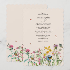 Convite Watercolor Wildflower Garden & Insetos Casamento I