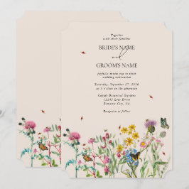Convite Watercolor Wildflower Garden & Insetos Casamento I