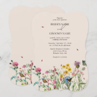 Watercolor Wildflower Garden & Insetos Casamento I