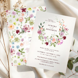 Convite Watercolor Wildflower Garden Wedding 