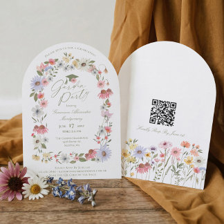 Convite Watercolor Wildflower Graduation Garden Party