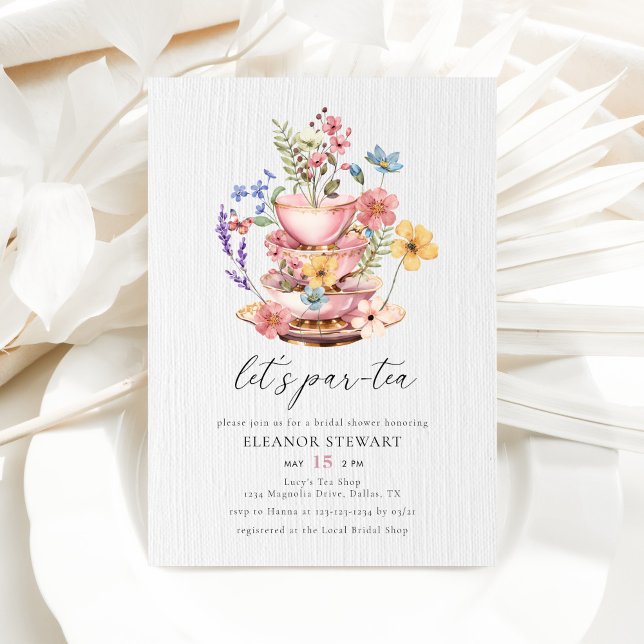 Convite Watercolor Wildflower Lets Partea Chá de panela (Criador carregado)