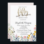 Convite Watercolor Wildflower Meadow 50th Birthday<br><div class="desc">Prado de flor silvestre de aquarela em fundo branco.</div>