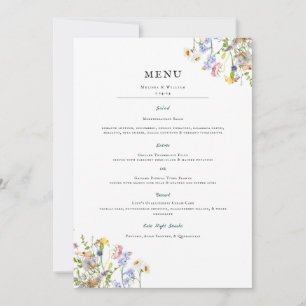 Convite Watercolor Wildflower Menu de Casamento Floral
