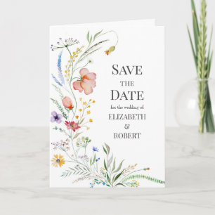 Convite Watercolor Wildflower Photo Save The Date Card