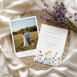 Convite Watercolor Wildflower Photo Wedding Invitation