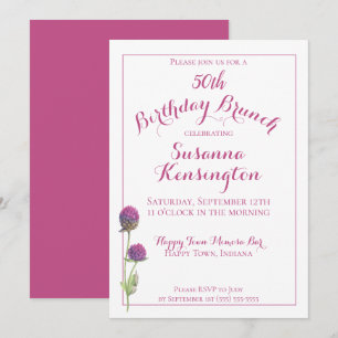 Convite Watercolor Wildflower Pink Floral Brunch
