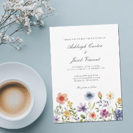 Convite Watercolor Wildflower Pretty Spring Garden Wedding