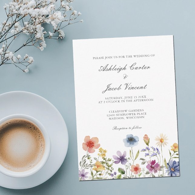Convite Watercolor Wildflower Pretty Spring Garden Wedding (Criador carregado)