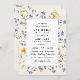 Convite Watercolor Wildflower QR Code Detalhes RSVP Casame