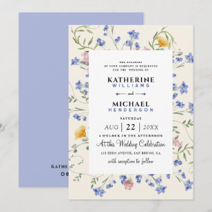 Convite Watercolor Wildflower QR Code Detalhes RSVP Casame