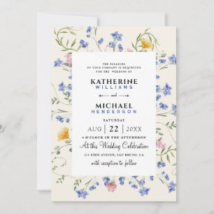 Convite Watercolor Wildflower QR Code Detalhes RSVP Casame