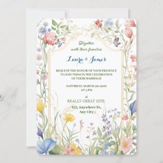 Convite Watercolor Wildflower Spring Garden Floral Wedding