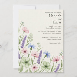 Convite Watercolor Wildflower Wedation Modelo