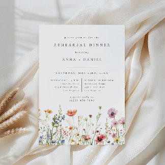 Convite Watercolor Wildflower Wedding Rehearsal Dinner