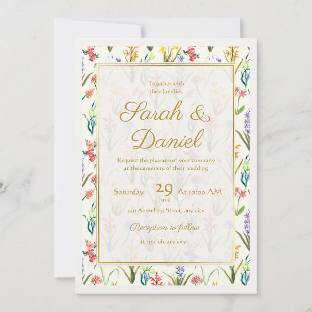 Convite Watercolor Wildflower Weditation Editable (Frente)