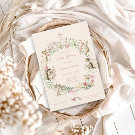 Convite Watercolor Wildflower Woodland Animals Baby Shower