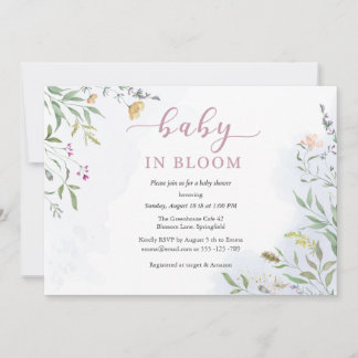 Convite Watercolor Wildflowers Baby Shower Invitation