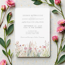 Convite Watercolor Wildflowers Floral Wedding Invitation 