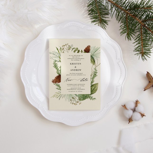 Convite Watercolor Winter Greenery Posicionando Casamento (Criador carregado)