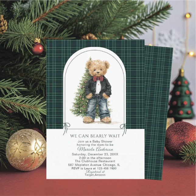 Convite Watercolor  Winter  Teddy bear ChristmasInvitation (Criador carregado)