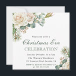 Convite Watercolor Winter White Rose Christmas Eve<br><div class="desc">Linda Watercolor White Rose Winter Floral design em fundo branco</div>
