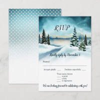 Watercolor Winter Wonderland Weding Menu RSVP
