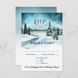 Convite Watercolor Winter Wonderland Weding Menu RSVP
