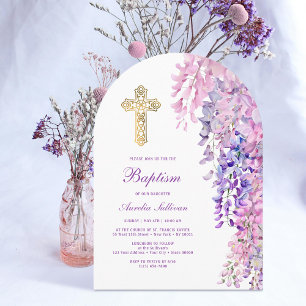 Convite Watercolor Wisteria Arch Baptism