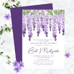 Convite Watercolor Wisteria | Bat Mitzvah<br><div class="desc">Watercolor Wisteria | Bat Mitzvah Convite Esta design apresenta elegantes flores de wisteria de aquarela em lavanda macia e roxa com folhas verdes sobre fundo branco com as informações de Convite do Bat Mitzvah abaixo. Personalize editando o texto nas caixas de texto. Projetado para você pelo Evco Studio www.zazzle.com/store/evcostudio</div>