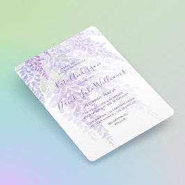 Convite Watercolor Wisteria Blooms Casamento Romântico