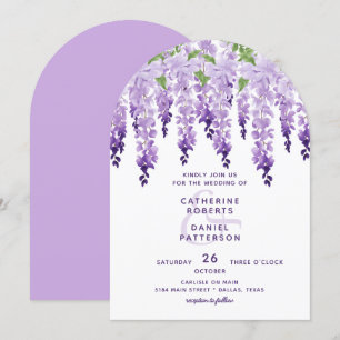 Convite Watercolor Wisteria Floral Elegant Modern Wedding