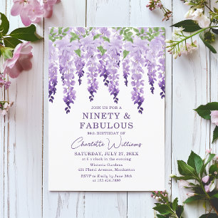 Convite Watercolor Wisteria Ninety & Fabulous Chic