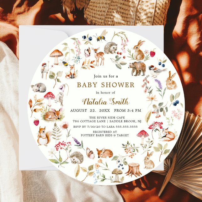 Convite  Watercolor Woodland Animals Baby Shower (Criador carregado)