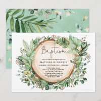 Watercolor Woodland Greenerescer Baptism Christeni
