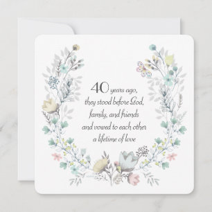 Convite Watercolor Wreath, 40 anos