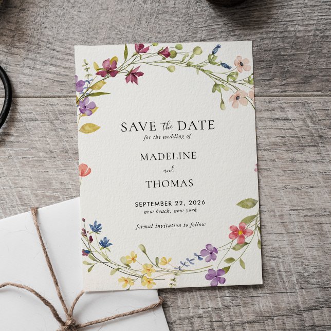 Convite Watercolor Wreath Floral Wedding Save The Date (Criador carregado)