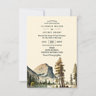 Convite Watercolor Yosemite National Park Casamento Ca EUA