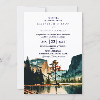Convite Watercolor Yosemite National Park Casamento Ca EUA