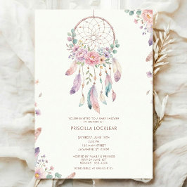 Convite watercolour Boho flower Dreamcatcher Baby Shower