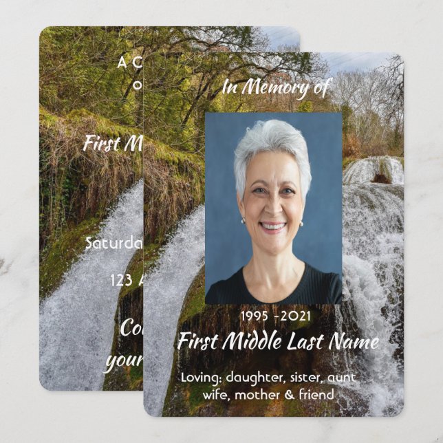 Convite Waterfall Landscape  Celebration  Life Service (Frente/Verso)