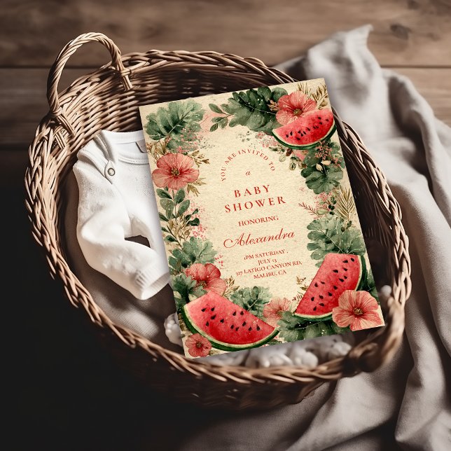 Convite Watermelon Botanical Garden Baby Shower (Criador carregado)