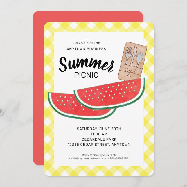 Convite Watermelon Company Summer Picnic (Frente/Verso)